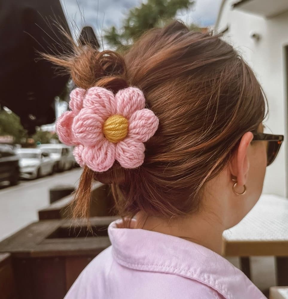 Crochet Flower Hair Clip