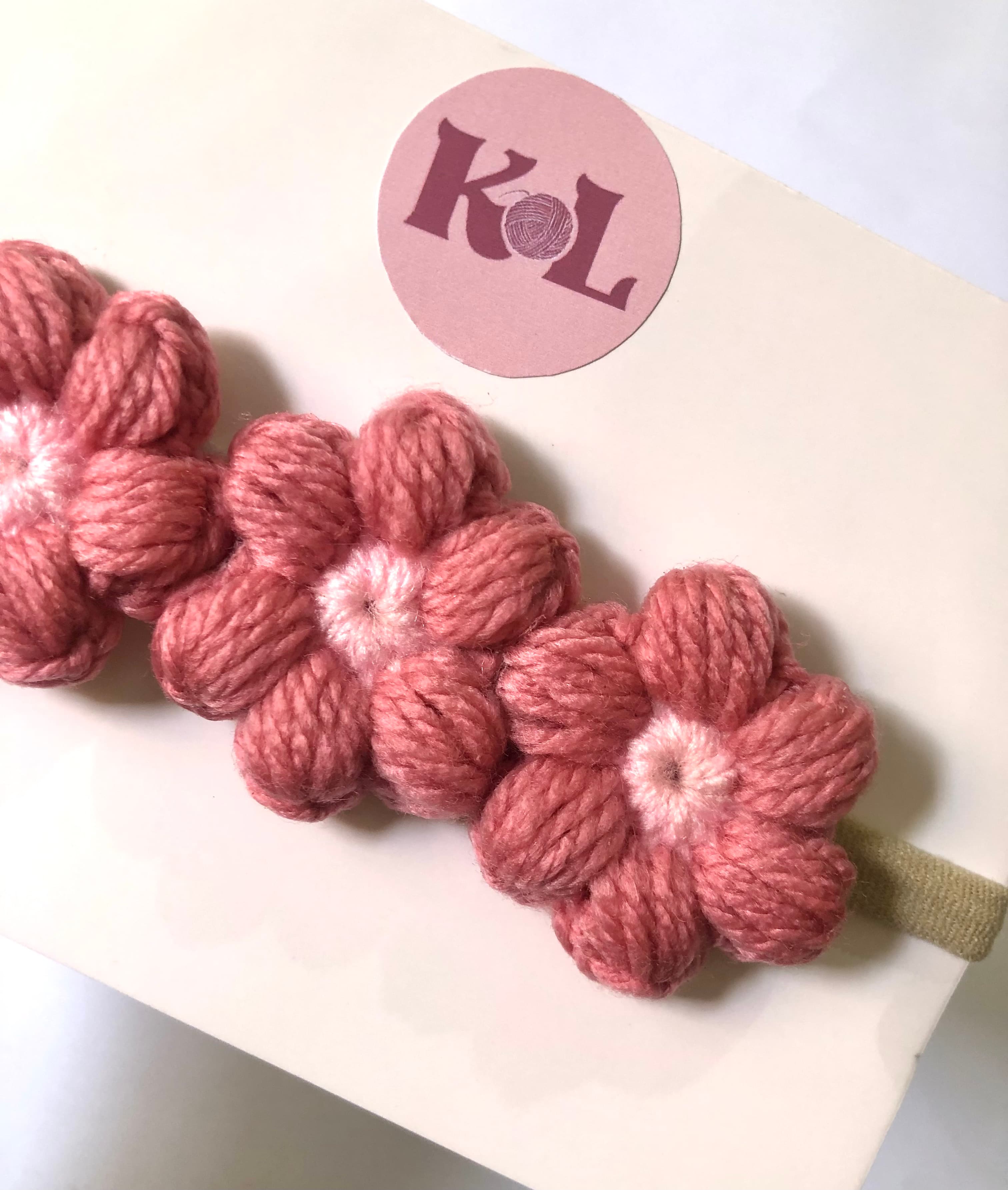 Crochet Puff Flower Hair Band