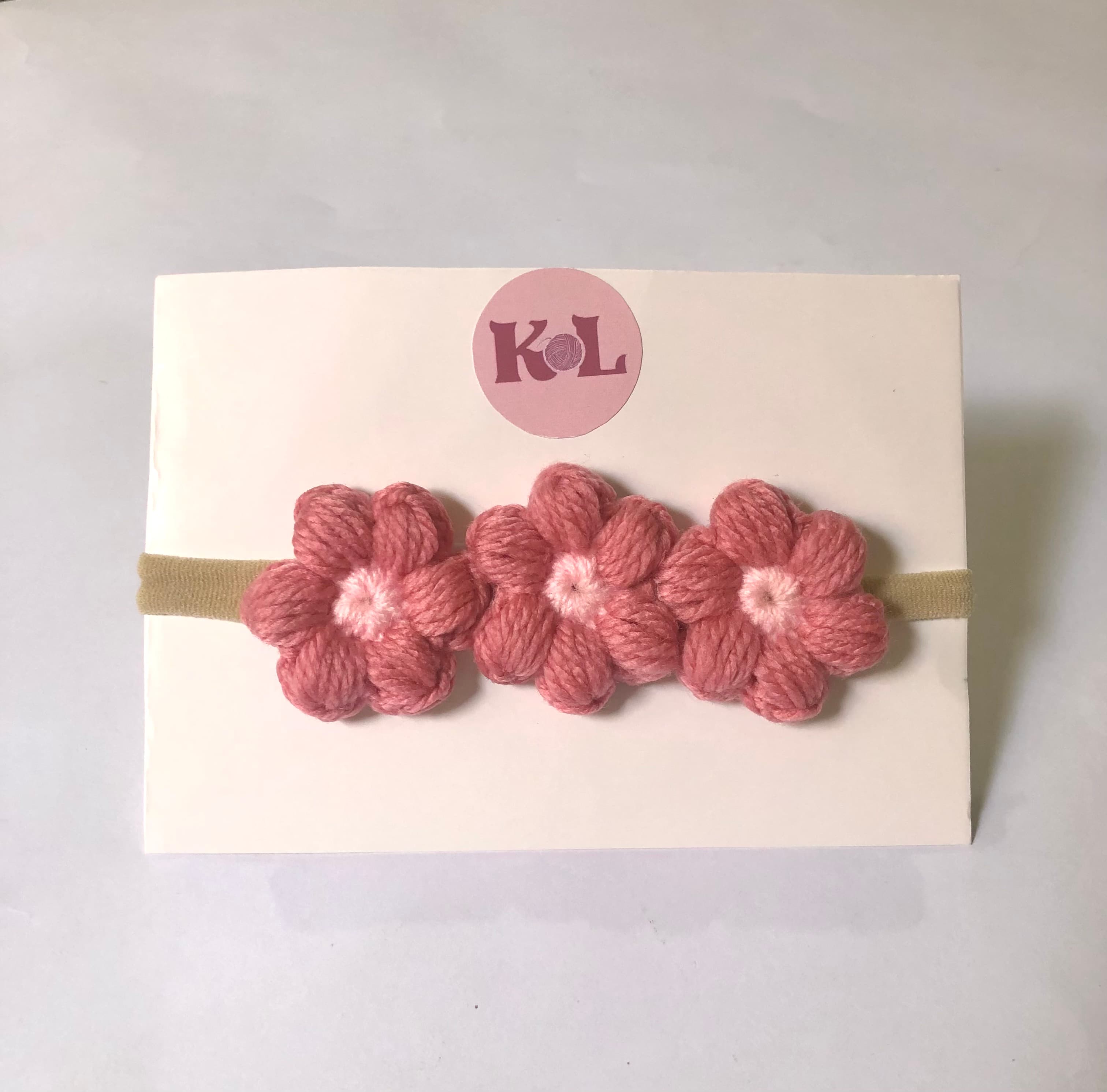 Crochet Puff Flower Hair Band