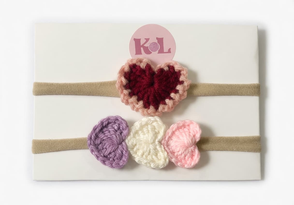 Crochet Heart Hair Band Set